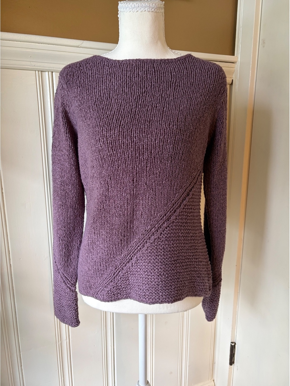 J.Jill Handknit Purple Textured Knit Sweater Size XS Cotton Blend
